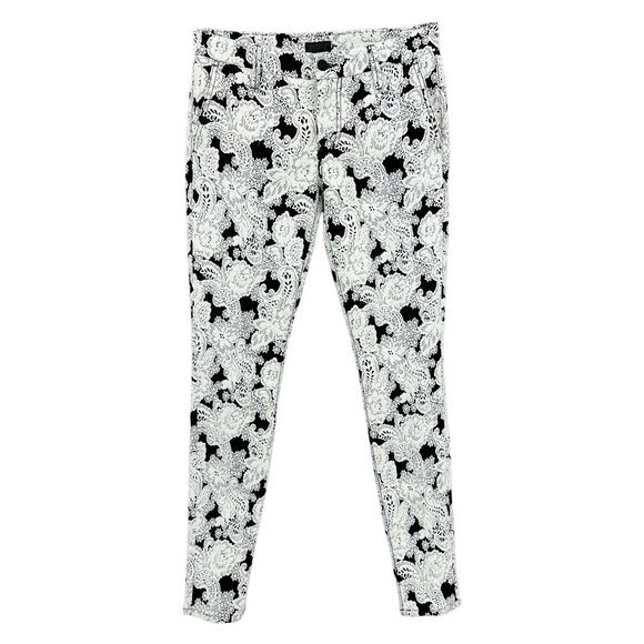 MOTHER The Looker Prep Pants Lace Look Made in USA Black White - Picture 2 of 12